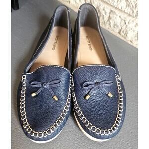 Bottero Leather Moccasin in Navy Blue. Made in Brazil, , Size 10 US, New